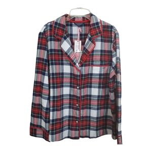 NWT Vineyard Vines Women's Flannel Pajama PJ Top Plaid Preppy Holiday Large